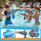 2 pistolas de agua eléctricas automáticas, negro y azul, 26 pies para niños