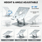 Soporte ajustable para laptop, soporte para computadora con base giratoria