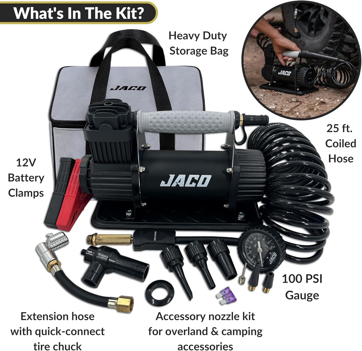 JACO 4X4 TrailPro - Compresor de aire portátil resistente, 3.5 CFM...