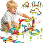 Juego de tren eléctrico para niños de 4 a 8 años, pistas de carreras