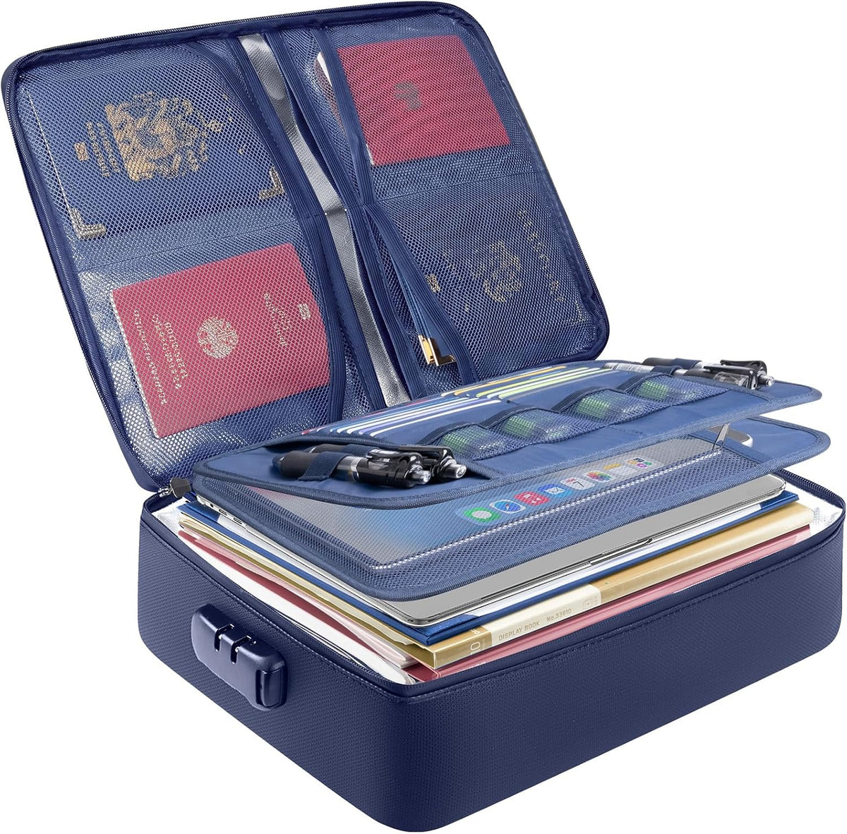 BALEINE Caja de documentos ignífuga con cerradura, bolsa portátil ignífuga para documentos impermeable, cajas de archivos a prueba de fuego para documentos, caja organizadora de archivos para papeleo