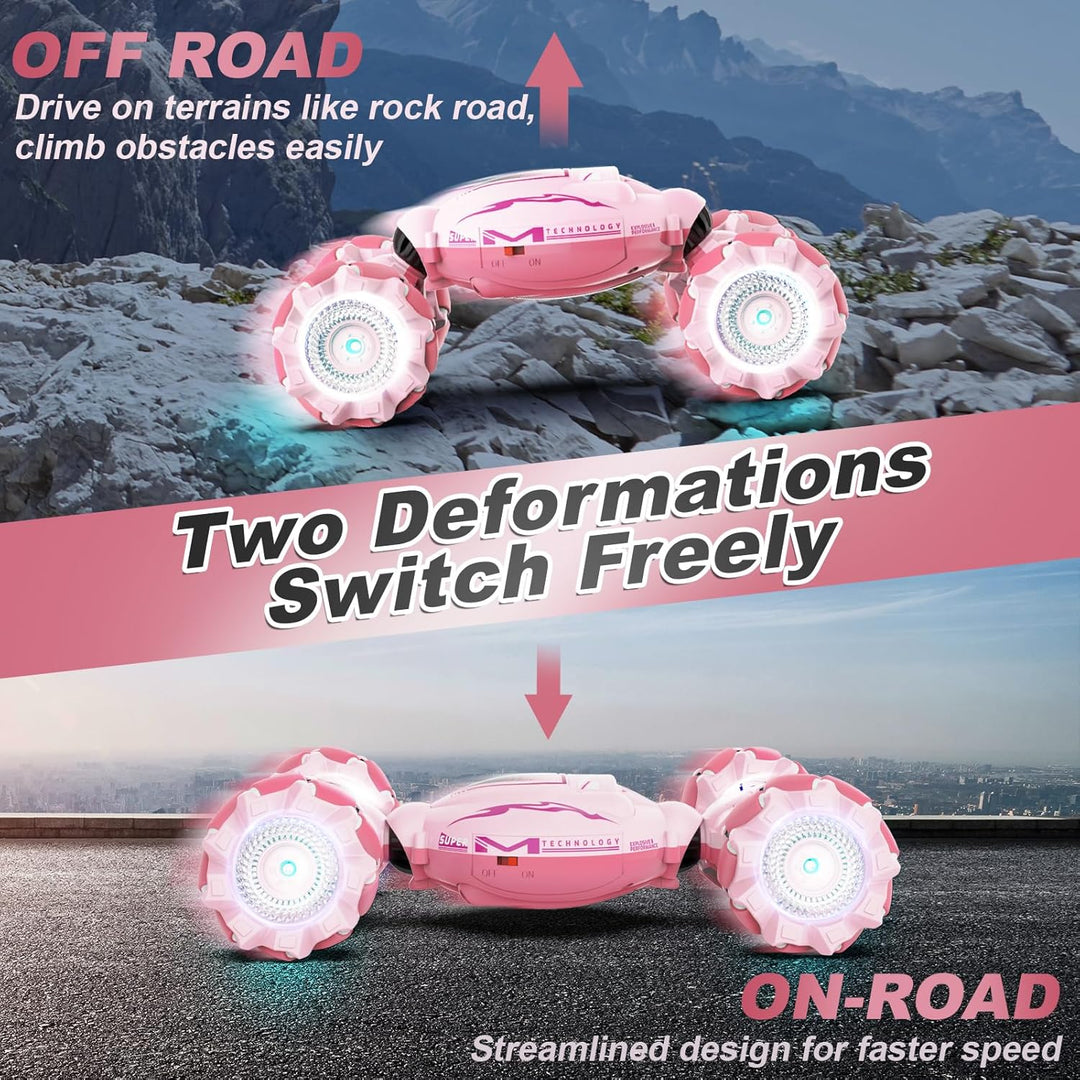 Fosgoit Coches RC Rosa para Niñas de 6 a 12 años, Coches de Acrobac...