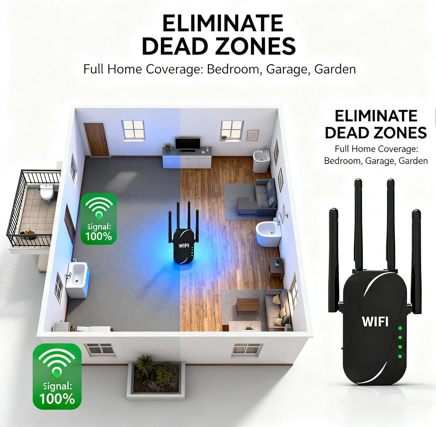 Uiuqekel Extensor WiFi GT300 de 300 Mbps, extensor de alcance WiFi...