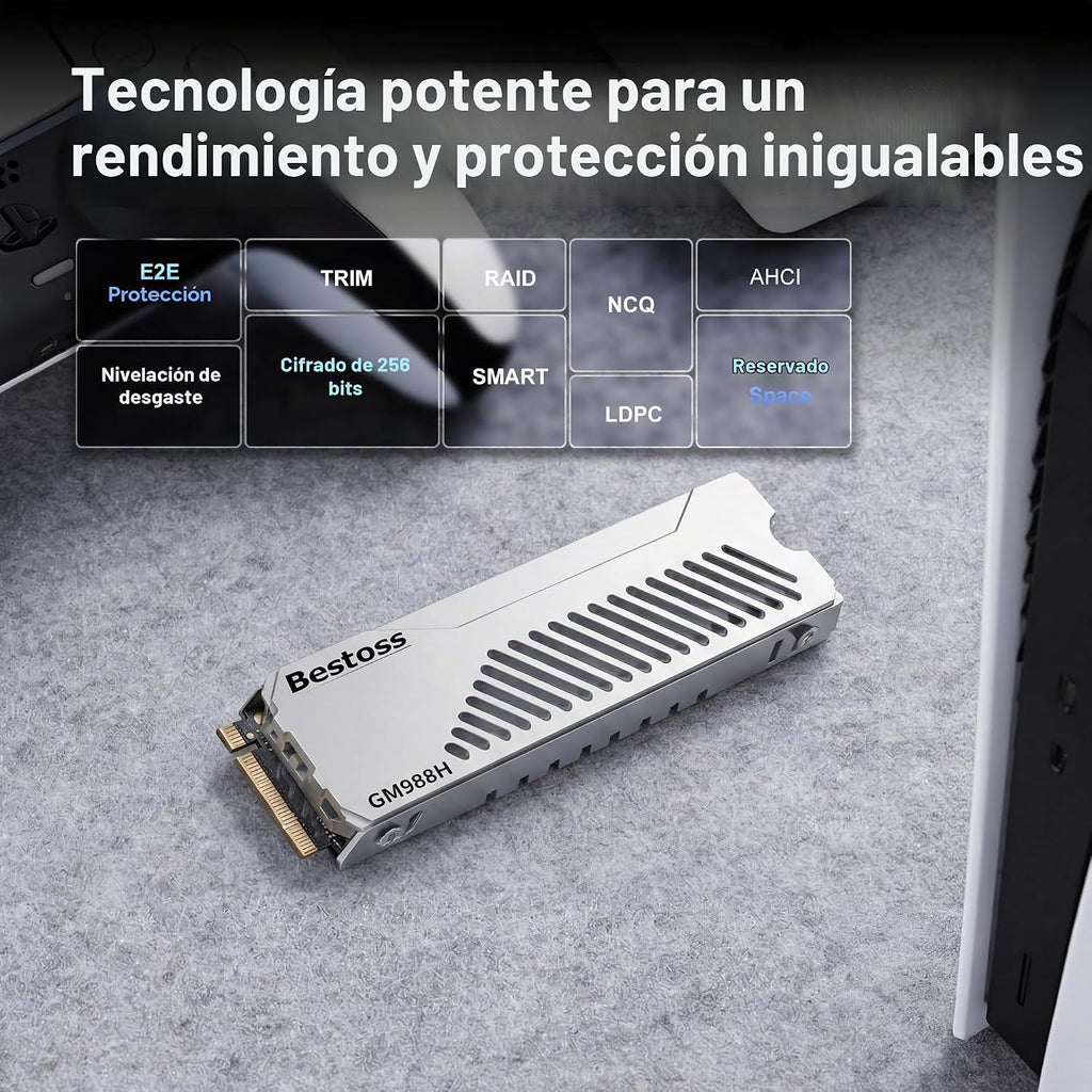 Bestoss SSD M.2 NVMe de 4 TB PCIe4.0 PS5 SSD con disipador de calor