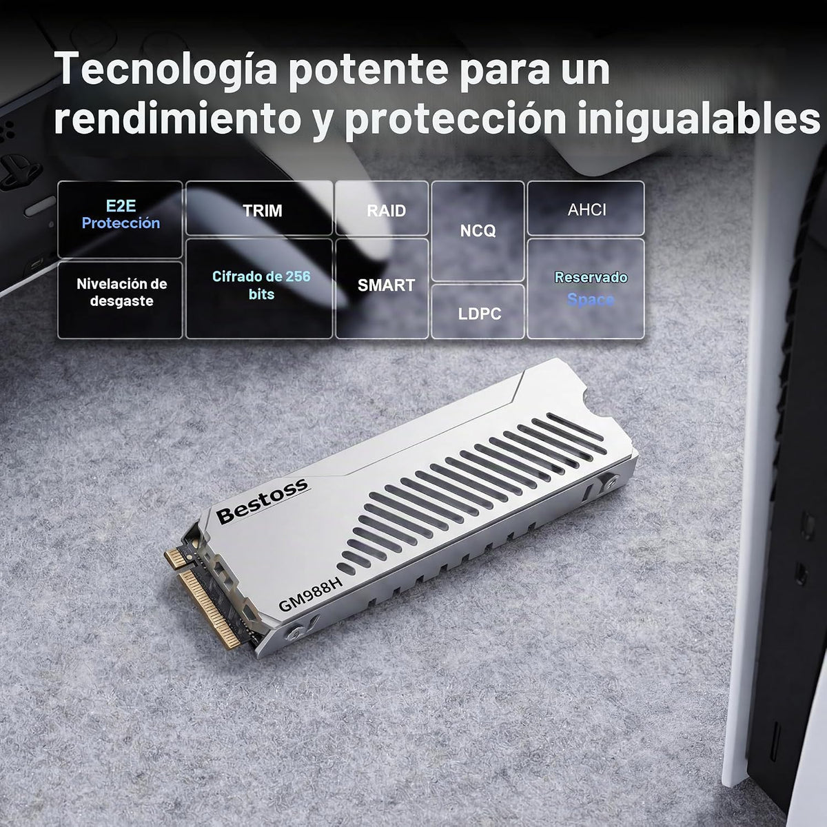 Bestoss SSD M.2 NVMe de 4 TB PCIe4.0 PS5 SSD con disipador de calor