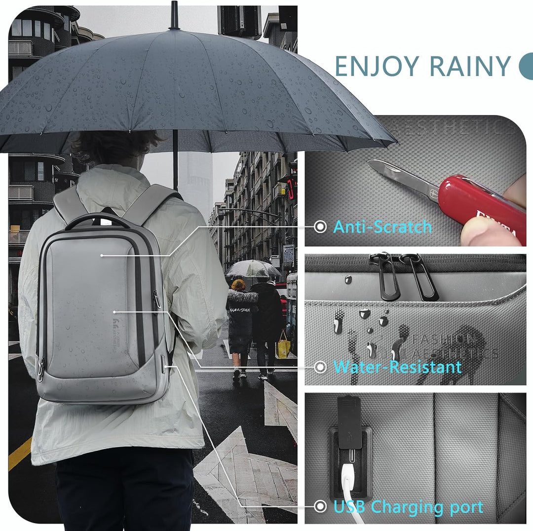 hk Mochila para laptop para hombres con puerto de carga USB para ne...