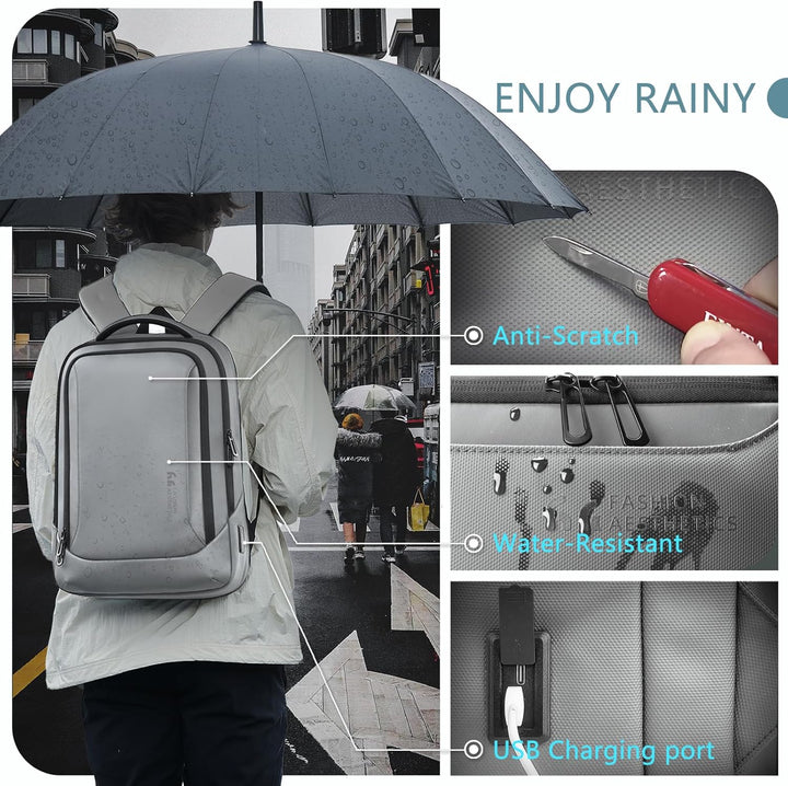 hk Mochila para laptop para hombres con puerto de carga USB para ne...