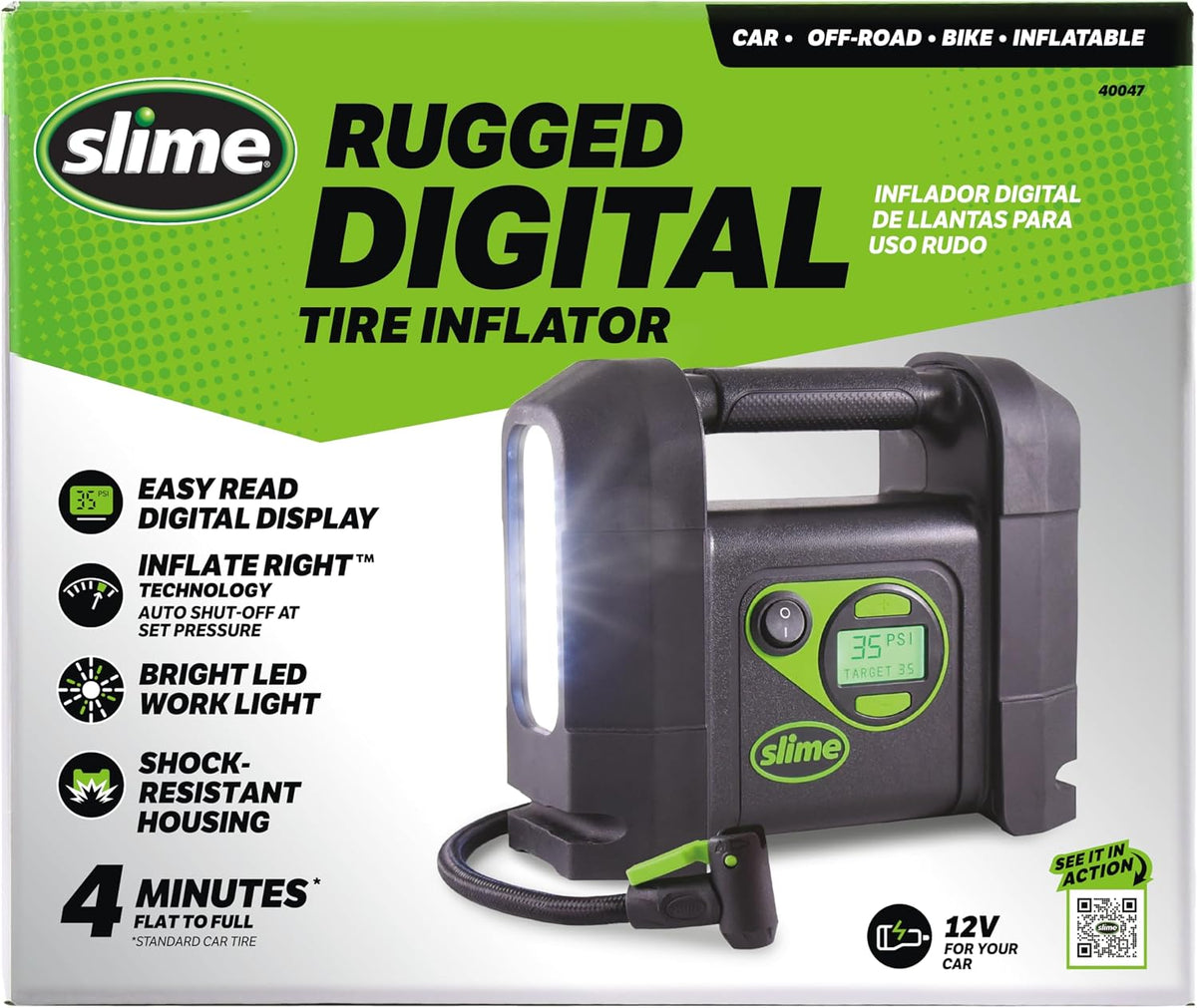 Slime 40047 Inflador de Neumáticos, Compresor de Aire Portátil para...