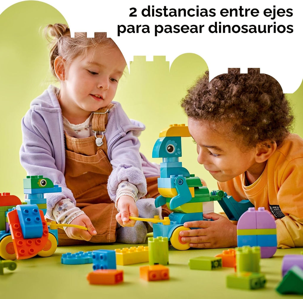 LEGO DUPLO Town - Juguete de aprendizaje de dinosaurios sobre ruedas 3 en 1 para niños pequeños y niñas, a partir de 3 años, juego de construcción y educación, enseña habilidades de resolución de