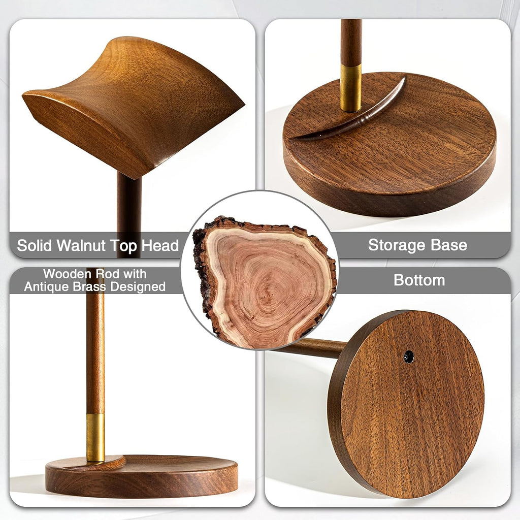 Soporte de auriculares para escritorio, soporte de madera maciza para videojuegos, soporte de auriculares de escritorio para AirPods Max, Sony, Bose, Beats, auriculares para juegos