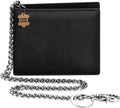 Cartera de piel auténtica con cadena para hombre: cartera RFID para