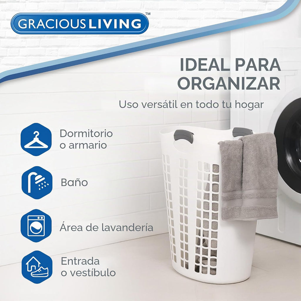Gracious Living Cesta de lavandería, cesta plegable flexible fácil de