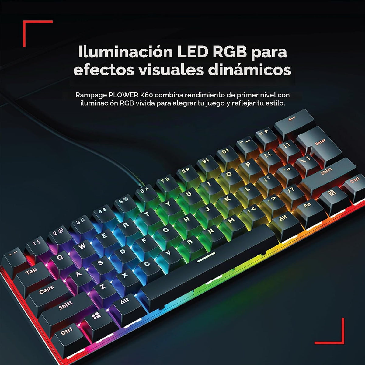 Rampage Plower K60 Teclado mecánico para juegos \u2013 62 teclas, r...