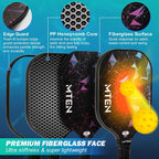 MTEN Palas de Pickleball Set de 2/4/1 Aprobadas USAPA; Raquetas de Fibra de Vidrio