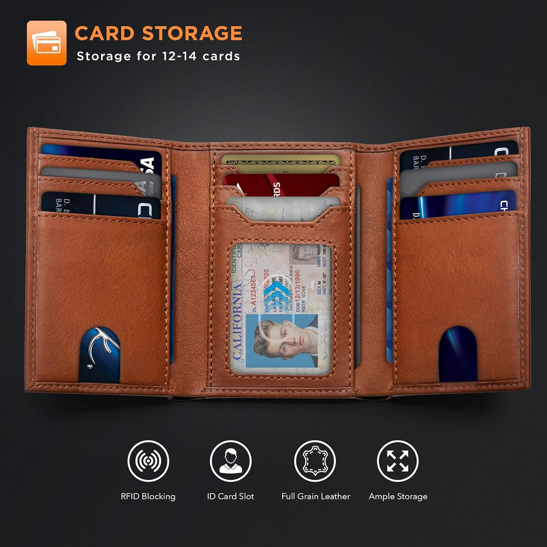 SERMAN BRANDS Billetera plegable para hombre con bloqueo RFID - Cue...