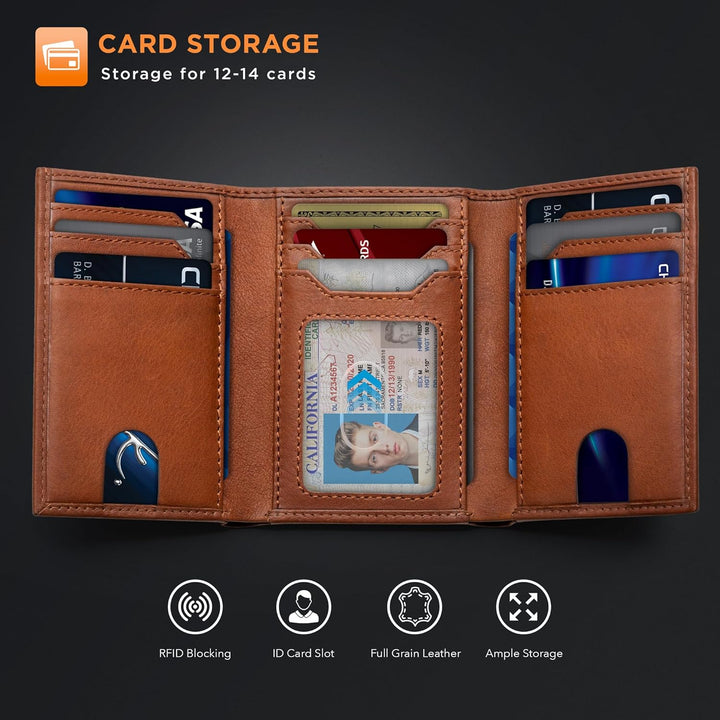 SERMAN BRANDS Billetera plegable para hombre con bloqueo RFID - Cue...