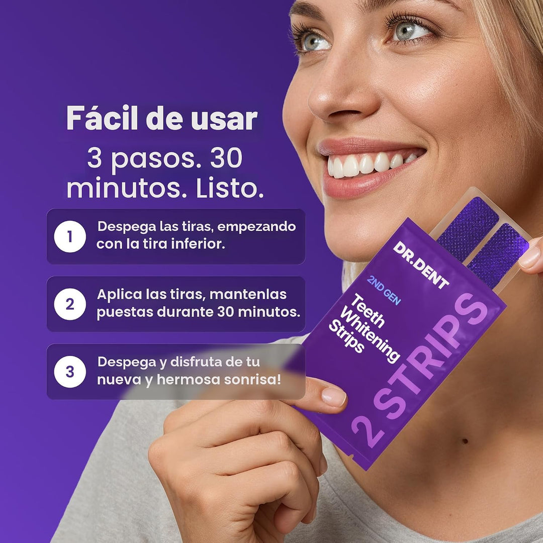 DRDENT Tiras blanqueadoras de dientes moradas, 21 tratamientos, seg...