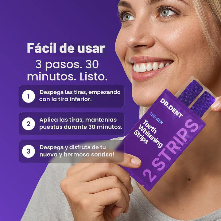 DRDENT Tiras blanqueadoras de dientes moradas, 21 tratamientos, seg...