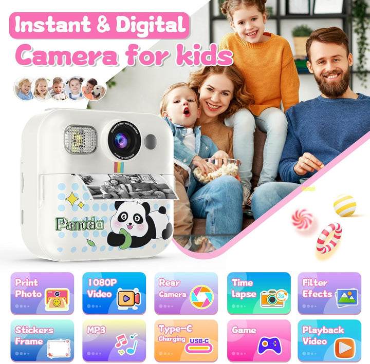 Cámara para Niños con Impresión Instantánea, Regalo de Navidad y Cu...
