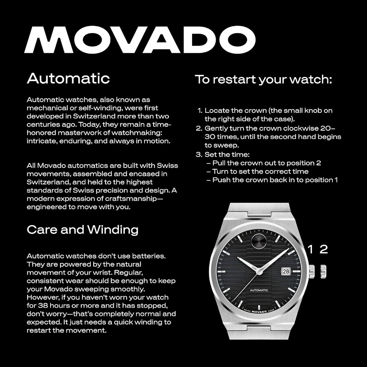 Movado Bold Quest Reloj Automático de Lujo para Hombre - Movimiento Suizo de Cuerda Automática, Brazalete de Acero Inoxidable, Resistencia al Agua 50 Metros (5ATM) - Pieza Clásica - Regalo para Él