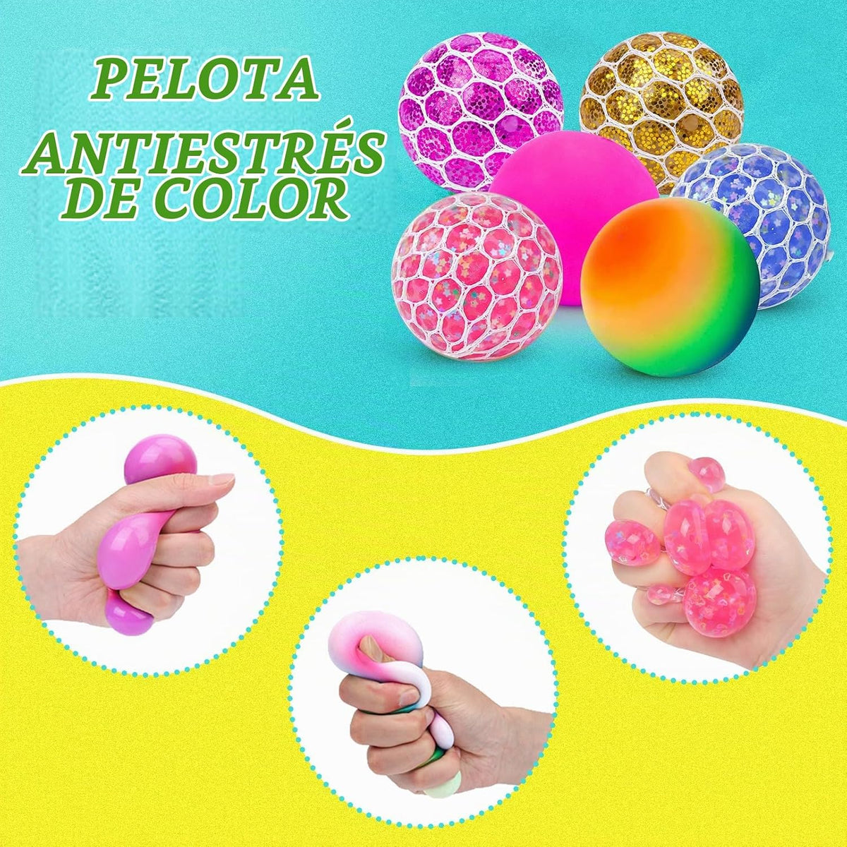 Paquete de 24 bolas antiestrés, bolas esponjosas, bolas para apretar para adultos, bolas de alivio del estrés, rellenos de caja de premios, recuerdos de fiesta