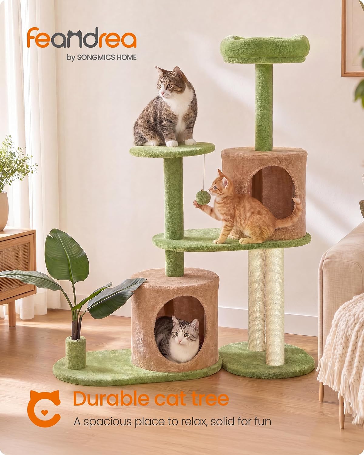 Feandrea Árbol para gatos, torre de felpa de varios niveles de 42.9