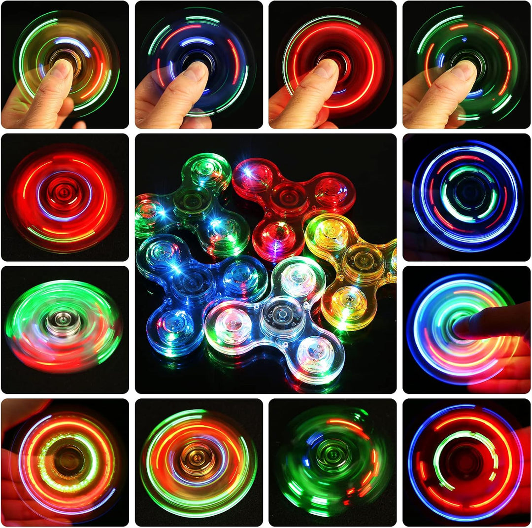 SCIONE Paquete de 5 juguetes giratorios con luz LED