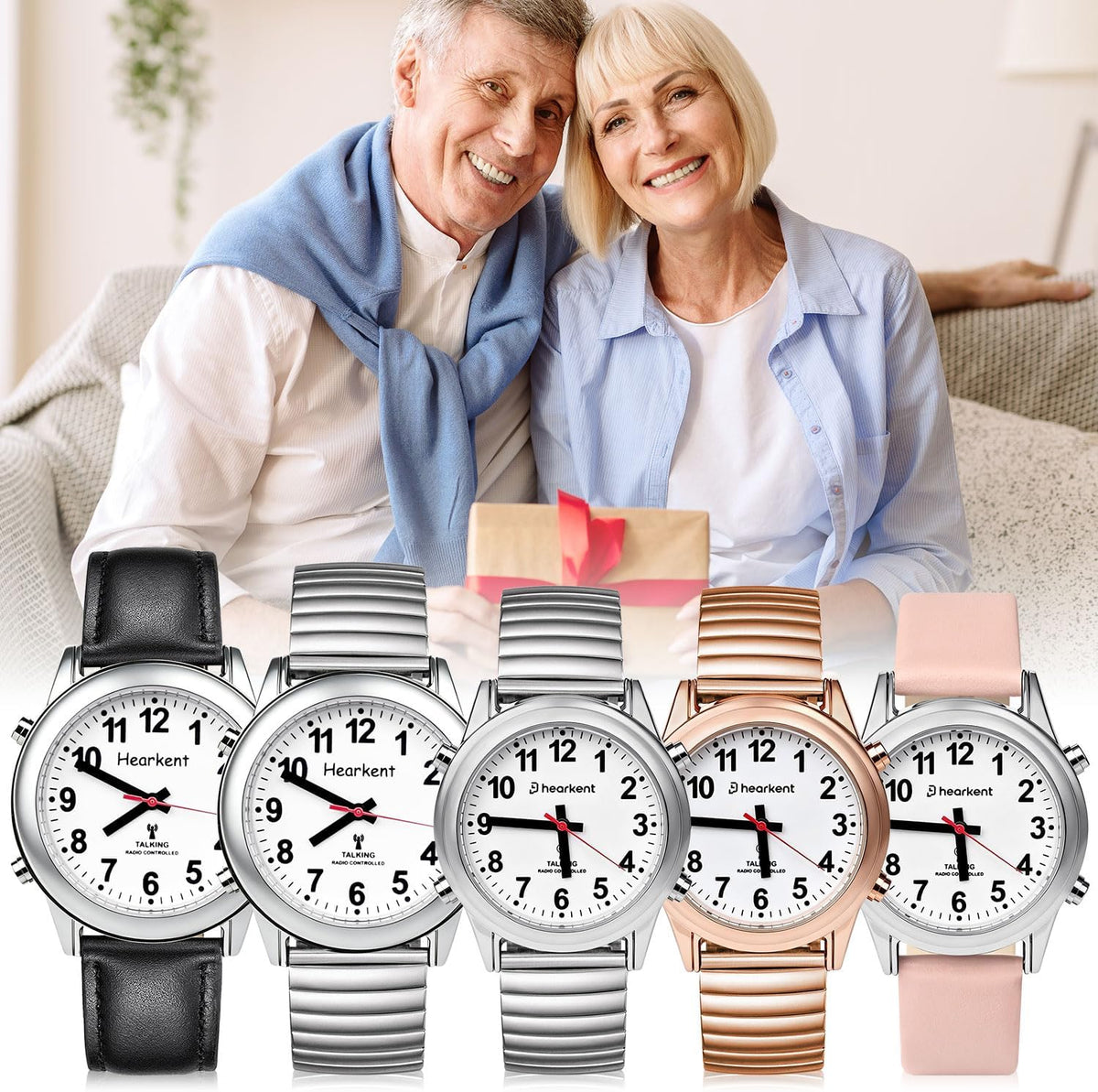 Hearkent El reloj parlante inglés americano atómico habla hora clara y fuerte, la banda elástica de fecha y hora de alarma es el mejor regalo para personas mayores, con discapacidad visual o personas