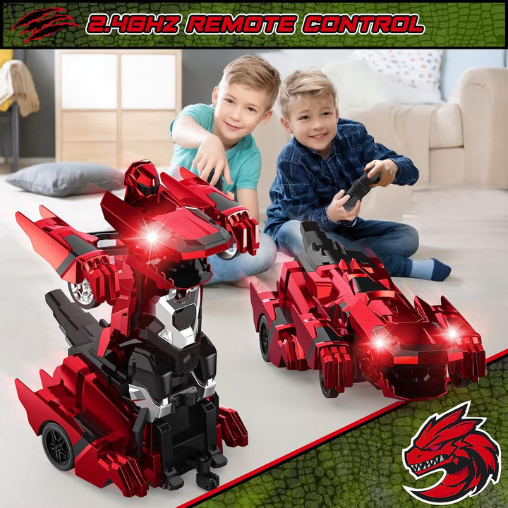 Kroyedfuw Coches RC de Dinosaurio que se Transforman, Coche de Cont...