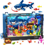 HOGOKIDS Juguete Acuario de Tiburones para Armar con Animales Móviles y Luz para Niños