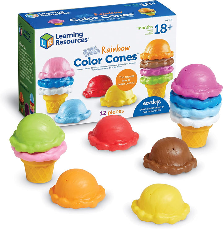 Learning Resources Smart Snacks Conos de Color Arcoíris - Cuchara d...