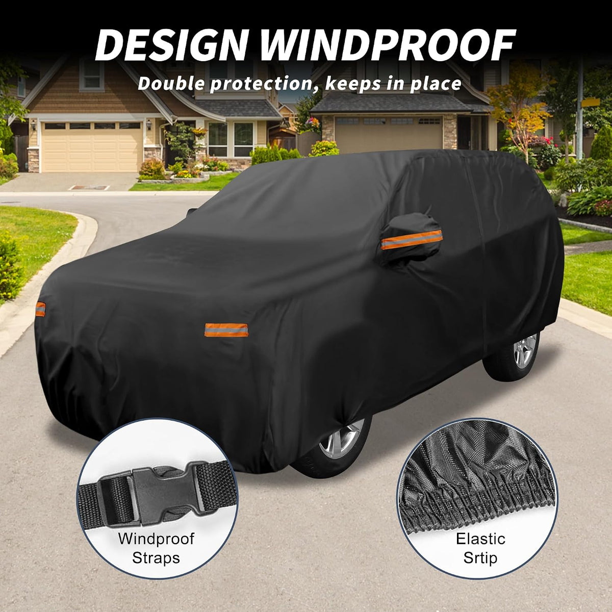 X AUTOHAUX - Funda para coche al aire libre impermeable con protección contra el sol, la lluvia, la nieve y el granizo con cremallera en el lado izquierdo 210D-PU para Ford Expedition