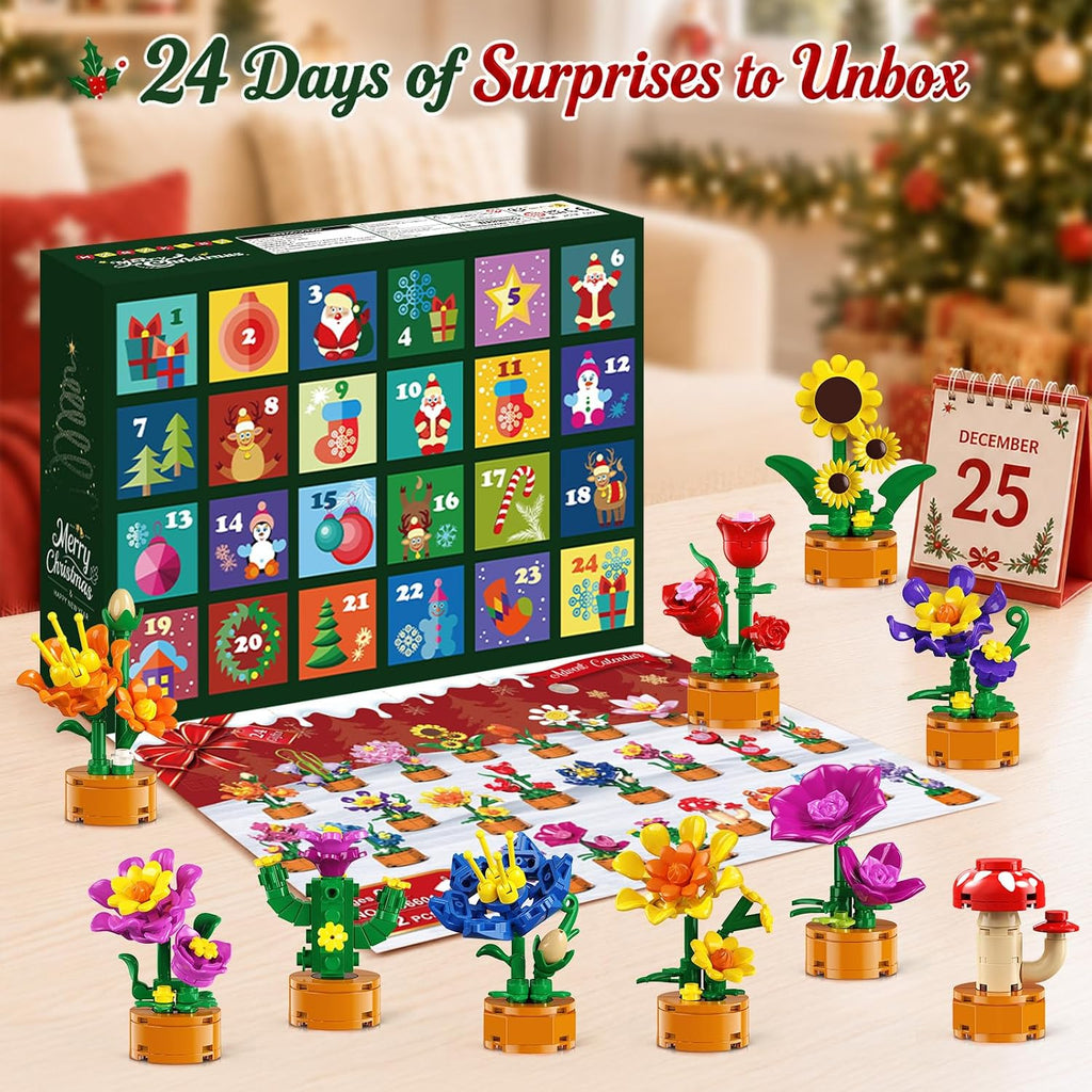 Calendario de Adviento 2026 Flores Navidad Cuenta regresiva Juegos de