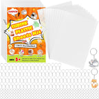 Juego de 445 llaveros de hojas de plástico retráctil, kit de hojas retráctiles, kit de llaveros retráctiles con 45 piezas de papel retráctil Dink, 200 llaveros y anillo de hierro para manualidades de