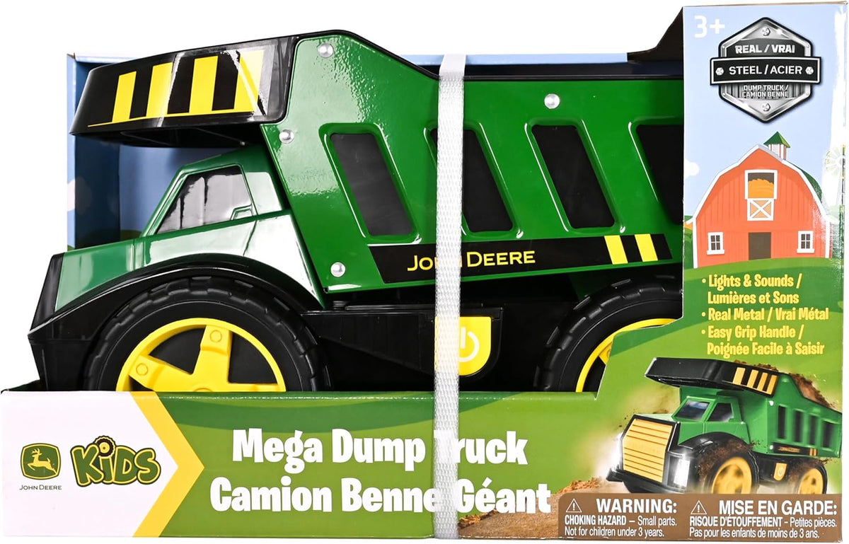 John Deere Camión volquete de acero de 16 pulgadas, luces y sonidos...