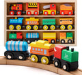 SainSmart Jr. Juego de Tren de Madera de 12 Piezas - Juguetes de Tren con Caja de Almacenamiento, Trenes de Juguete Magnéticos Compatibles con Todas las Principales Marcas, Regalo para Niños Pequeños