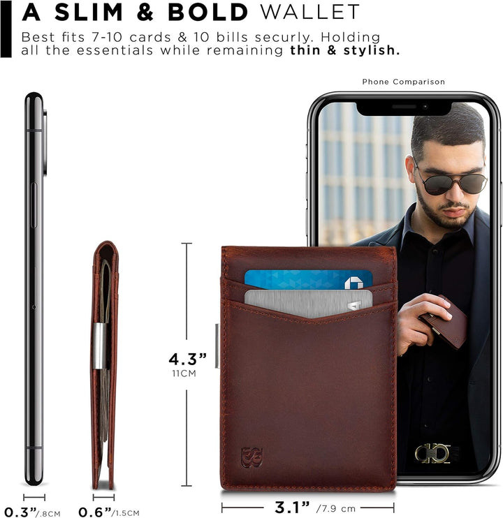 SERMAN BRANDS Money Clip Wallet - Mens Wallets slim Front Pocket RF...
