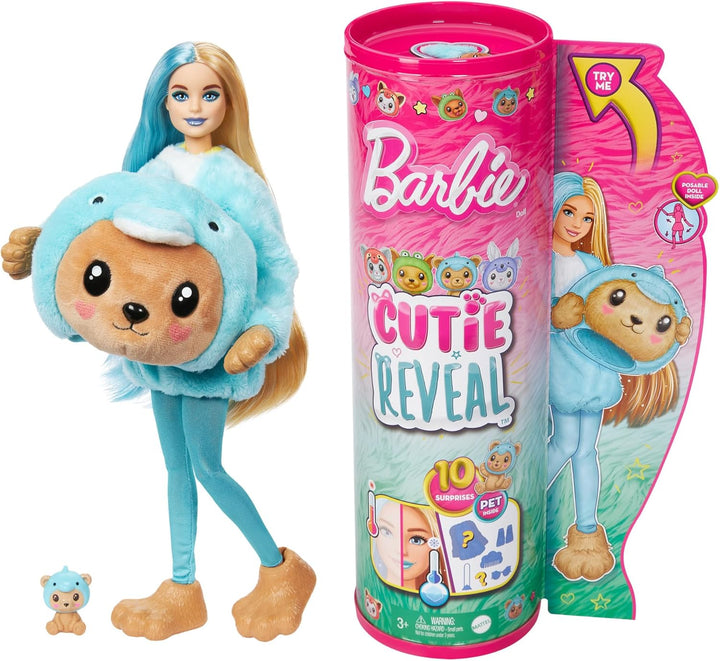 Muñeca Barbie Cutie Reveal y Accesorios con Disfraz de Animal y 10...
