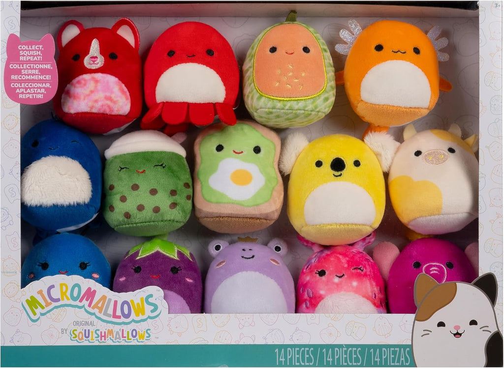 Squishmallows Original Micromallows - Paquete de 14 peluches de arcoíris (exclusivo de Amazon)