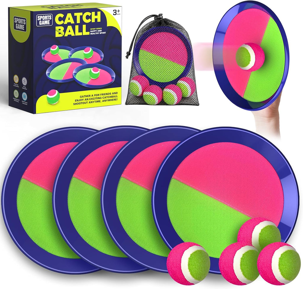 Juego de pelotas para lanzar y atrapar, juego de pelota de remo para niños para jugar al aire libre en el patio trasero