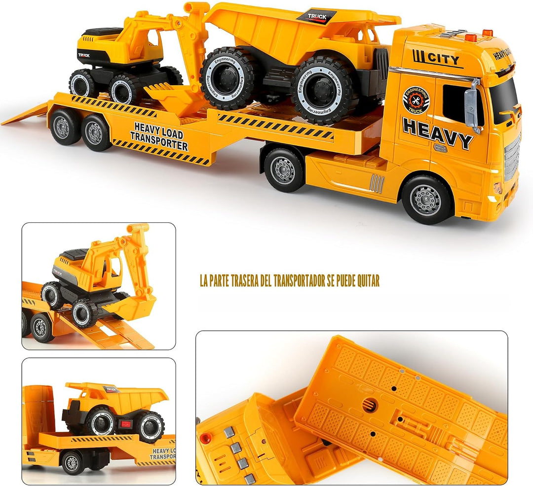 Dwi Dowellin Camión transportador de construcción para niños, jugue...
