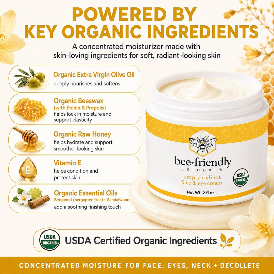 Crema para rostro y ojos Beefriendly 100% todo natural, 85% hidrata...