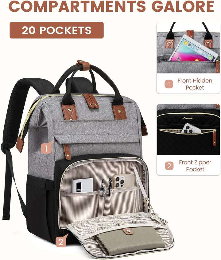 Mochila para laptop LOVEVOOK para mujer, Negro gris