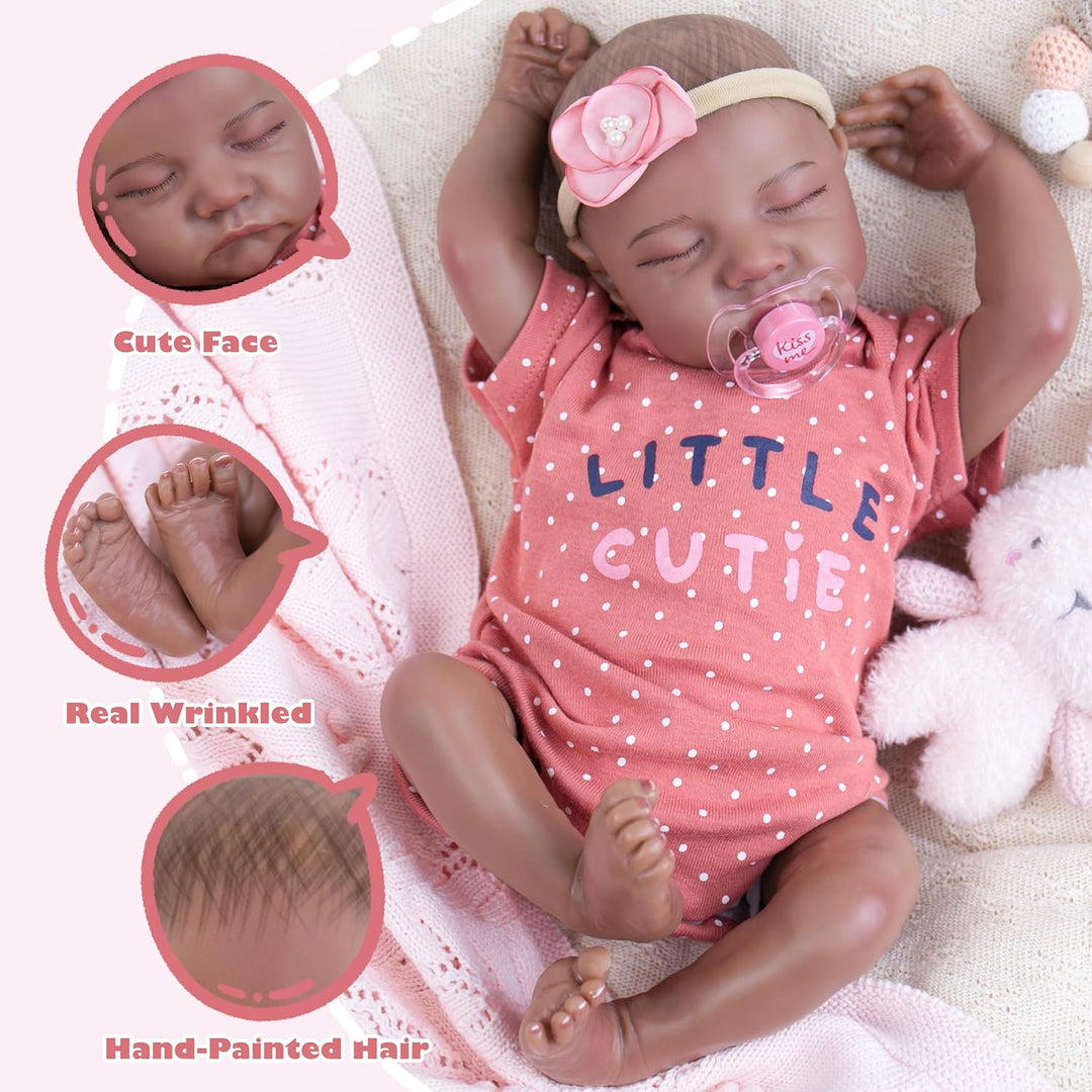 Milidool Muñeca Reborn Baby Girl de 18 pulgadas, realista, afroamer...