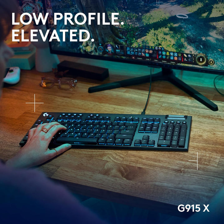 Logitech G915 X Teclado mecánico con cable para juegos, teclas PBT...