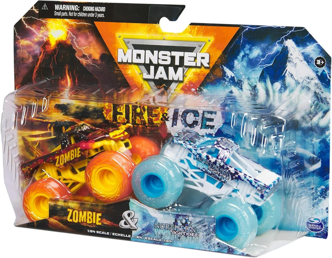 Monster Jam Fire  Ice 164 Diecast Monster Truck Paquete de