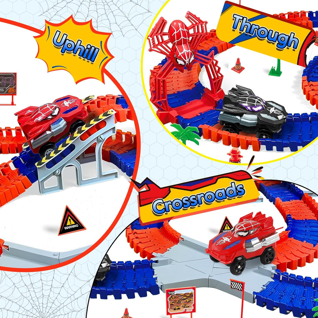 Juguetes de Spider para niños de 4 a 6 años, pista de carreras de 2...