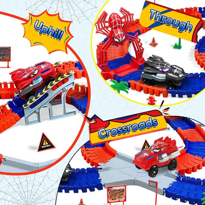 Juguetes de Spider para niños de 4 a 6 años, pista de carreras de 2...