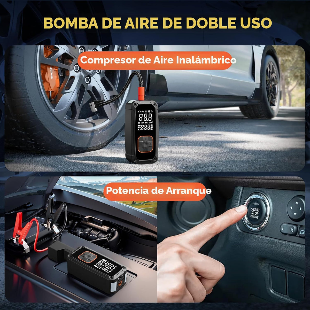 Inflador de Neumáticos Compresor de Aire Portátil - Bomba de Aire E...