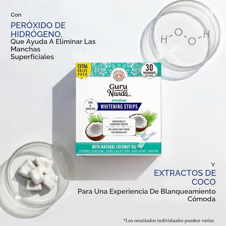GuruNanda Kit de tiras blanqueadoras dentales, tratamiento de 30 dí...